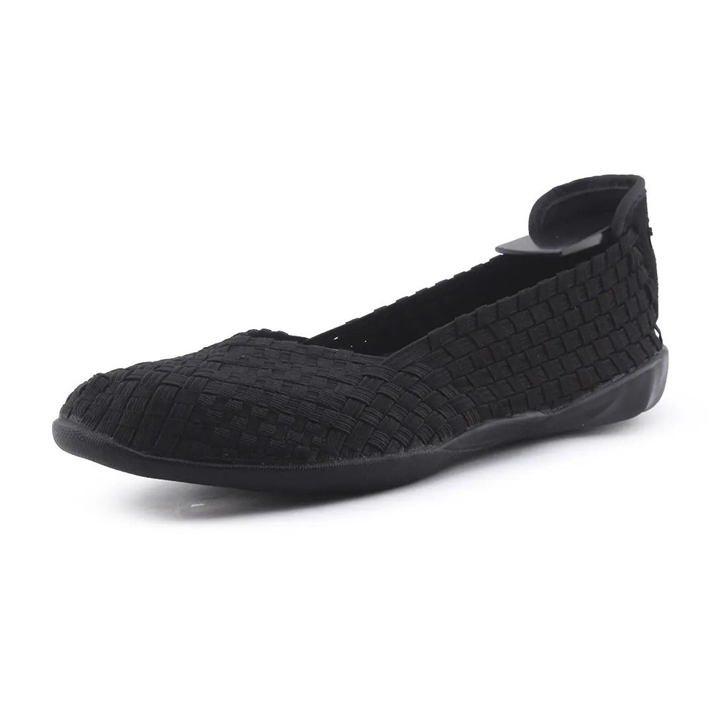 Bernie Mev Catwalk Ballet Flat Size 38 Black Woven Elastic Comfort Slip-On Shoes